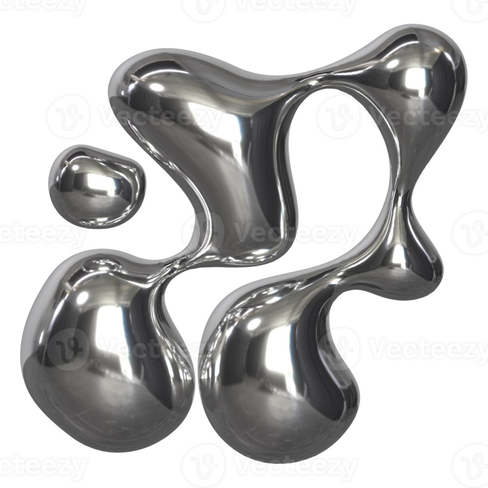3d liquid chrome Retro futuristic y2k elements png