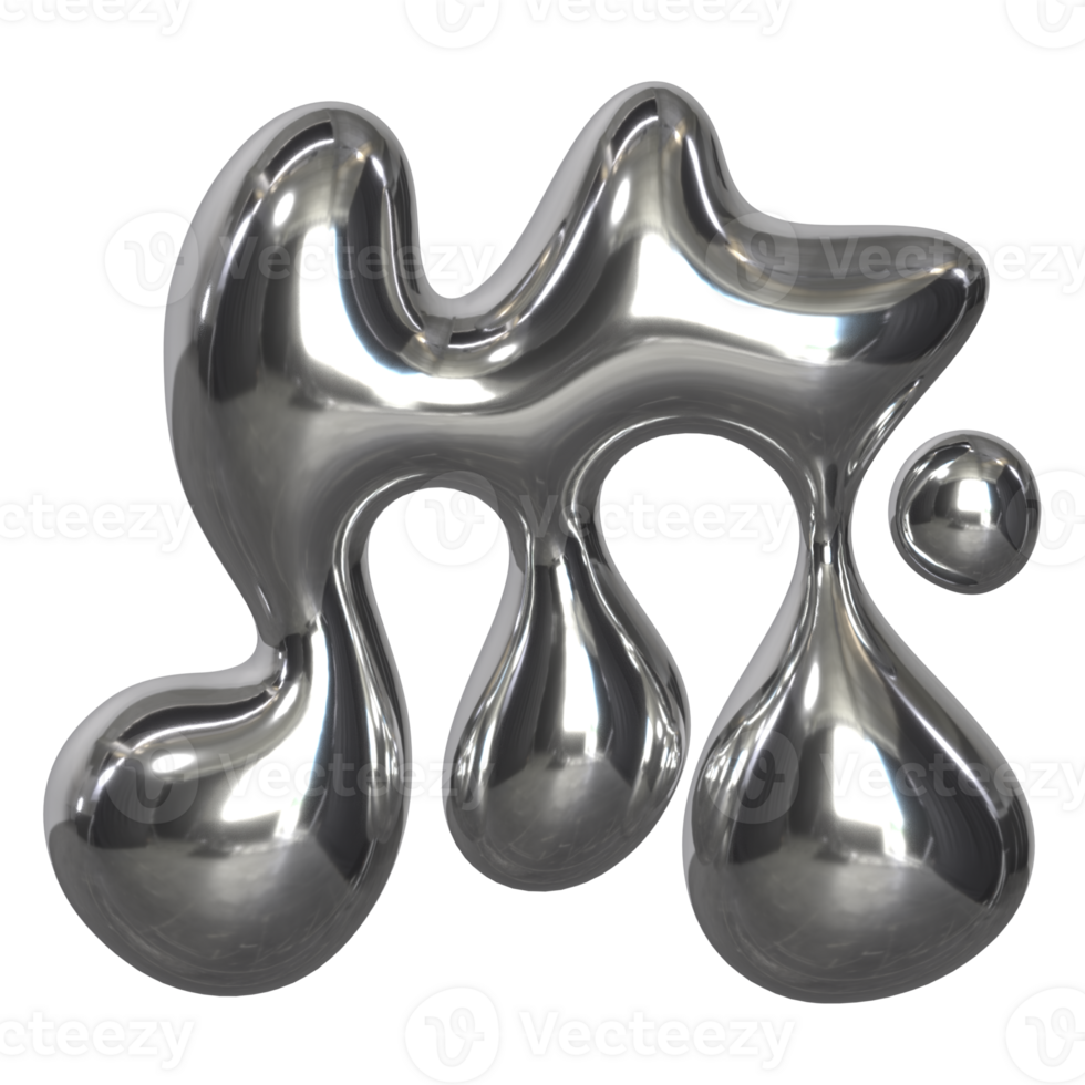 3d liquid chrome Retro futuristic y2k elements png