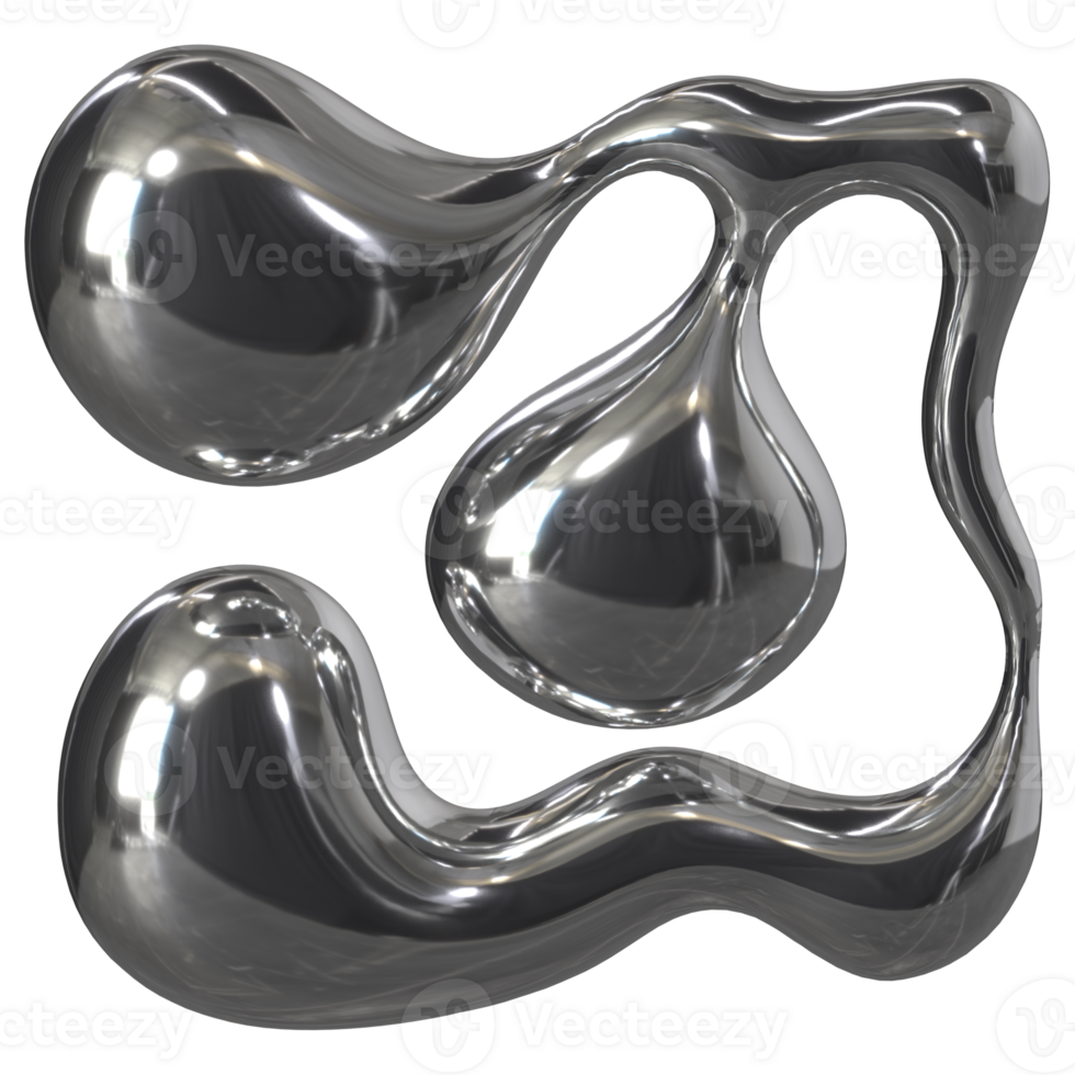 3d liquid chrome Retro futuristic y2k elements png
