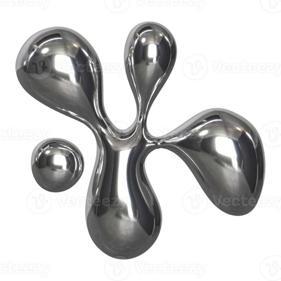 3d liquid chrome Retro futuristic y2k elements png