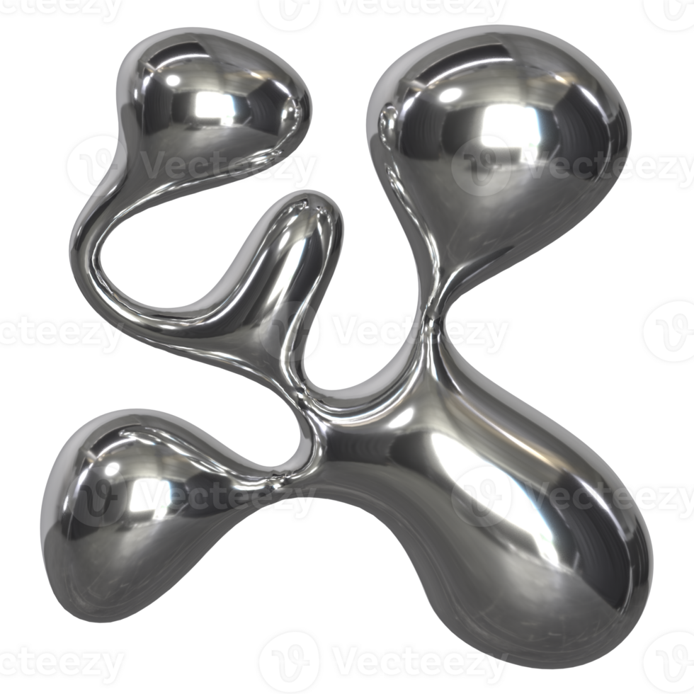 3d liquid chrome Retro futuristic y2k elements png