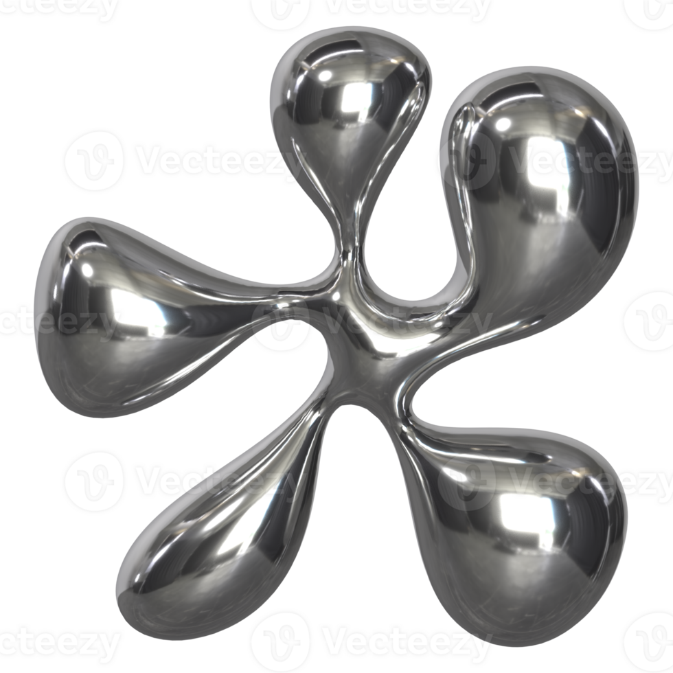 3d liquid chrome Retro futuristic y2k elements png