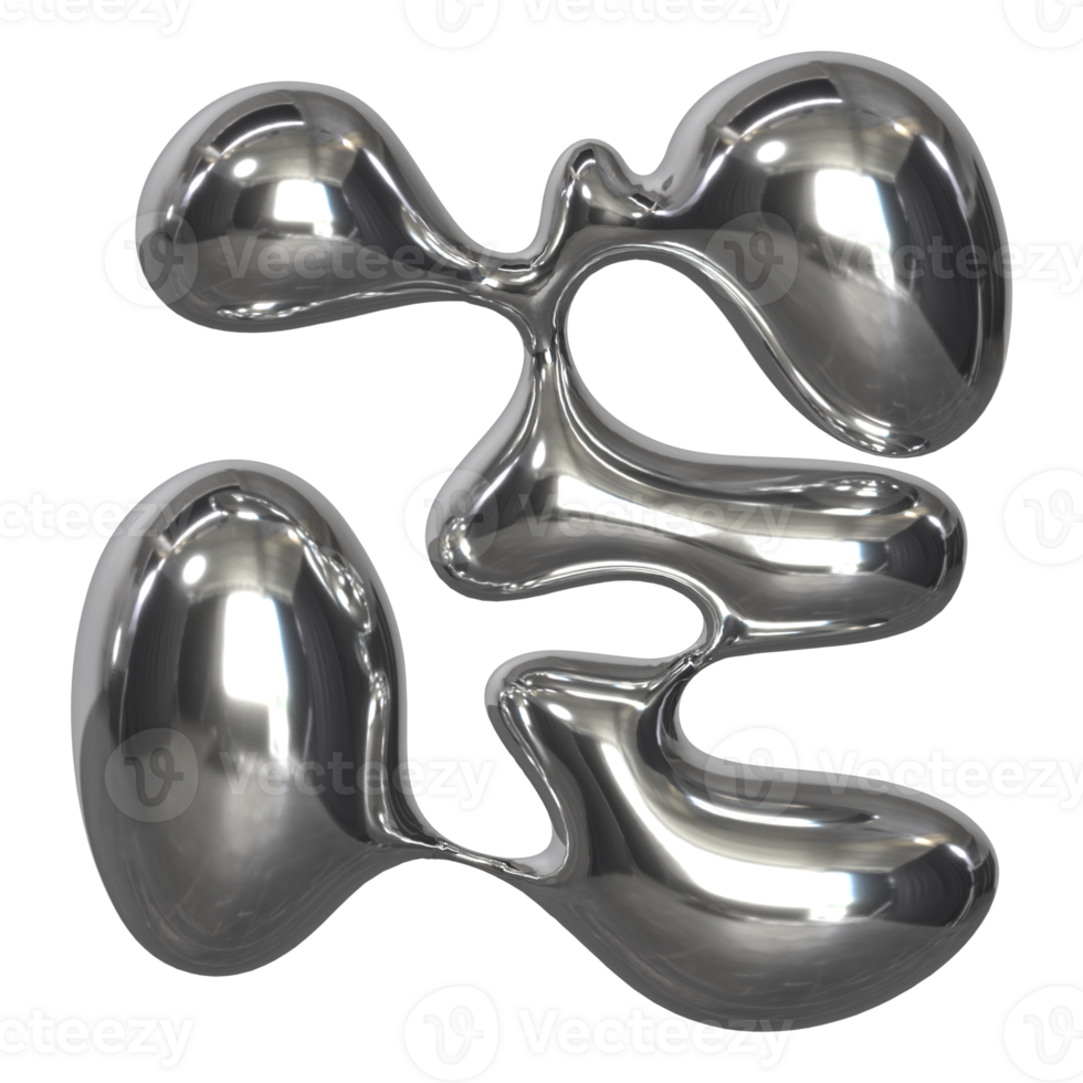 3d liquid chrome Retro futuristic y2k elements png