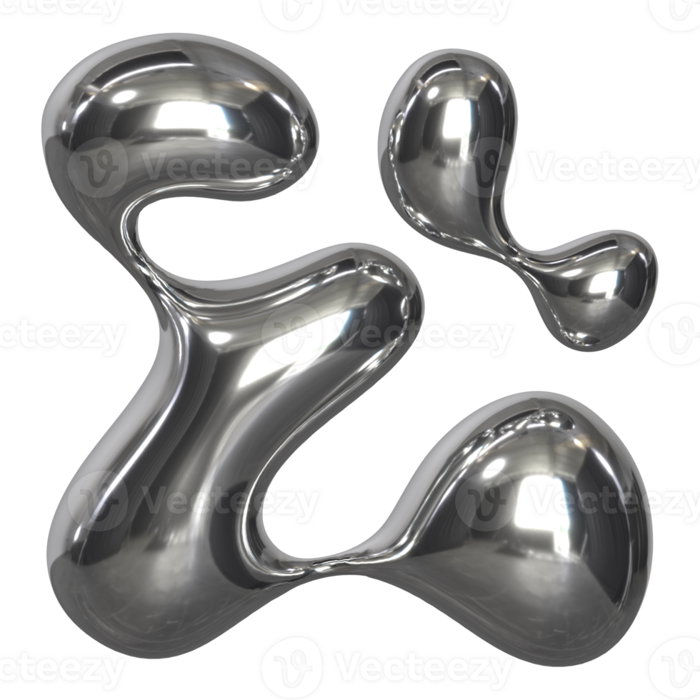 3d liquid chrome Retro futuristic y2k elements png