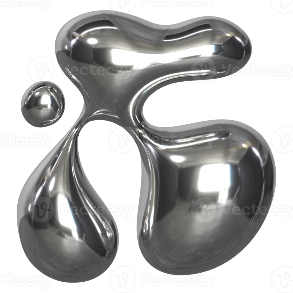 3d liquid chrome Retro futuristic y2k elements png