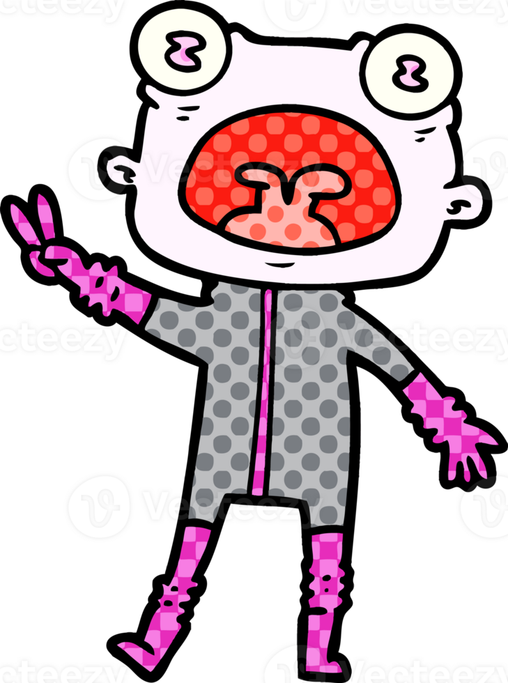 cartoon weird alien waving drawing png
