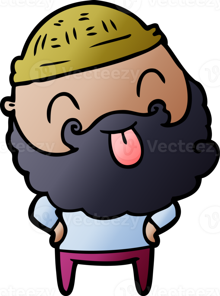 man with beard sticking out tongue drawing png