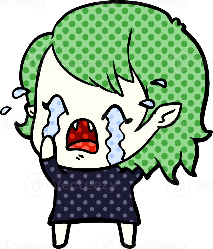 cartoon crying vampire girl drawing png