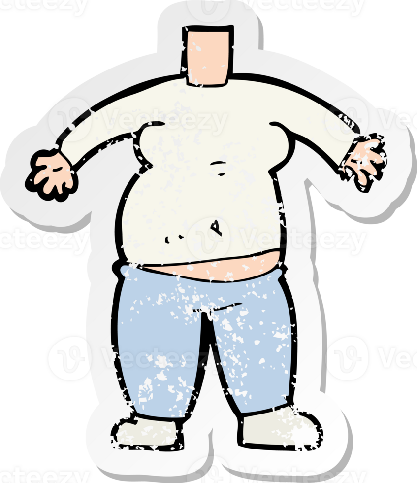 retro distressed sticker of a cartoon body drawing png