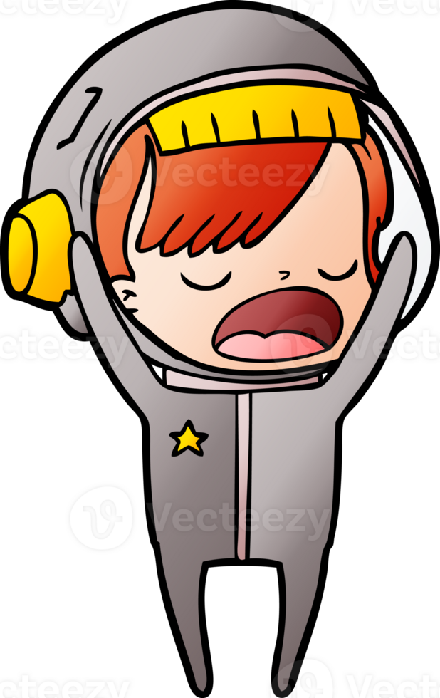 cartoon astronaut woman explaining drawing png