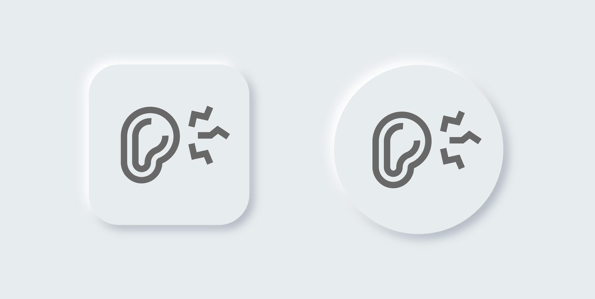 Noice line icon in neomorphic design style. Hearing signs illustration. vector