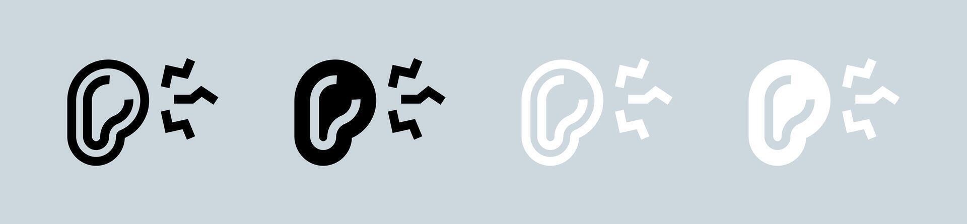 Noice icon set in black and white. Hearing signs illustration. vector