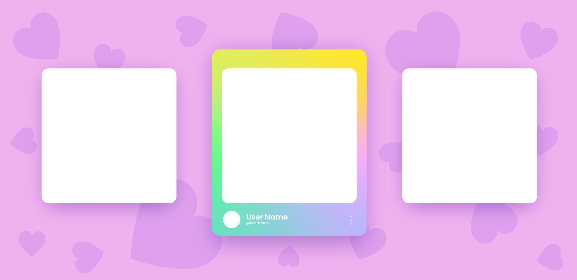 Social media frame collection template. Colorful social media interface. vector