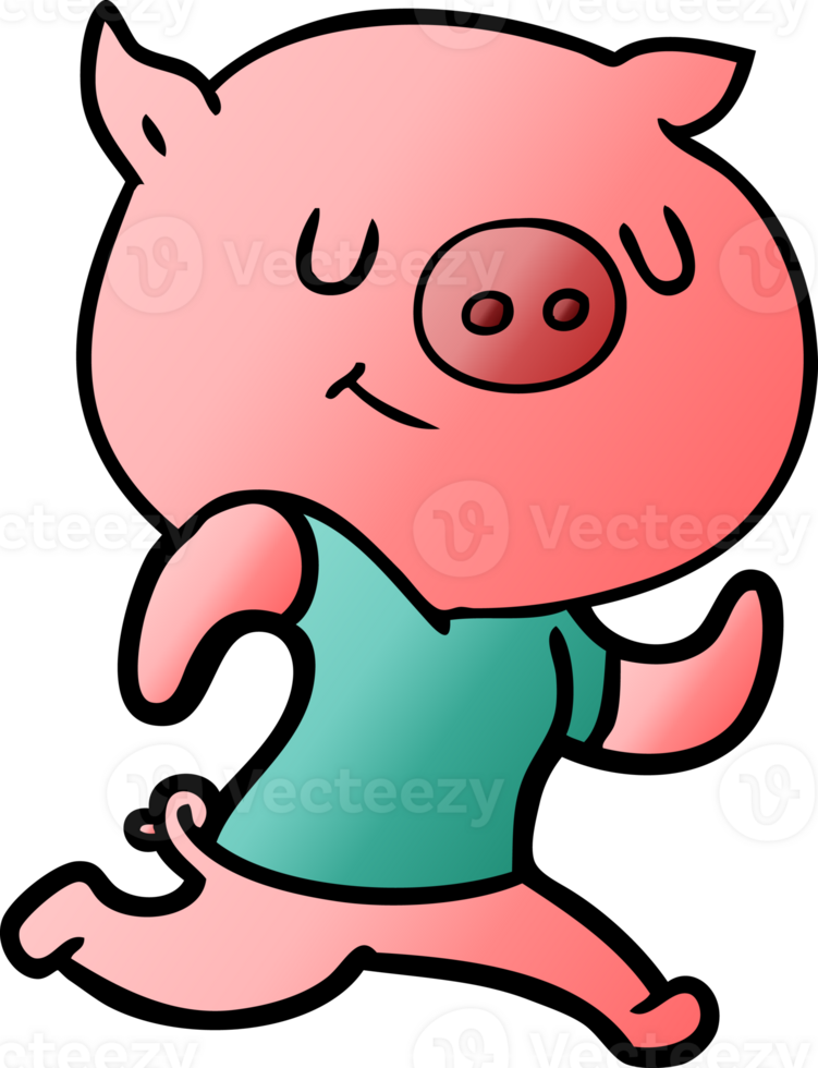 happy cartoon pig running drawing png