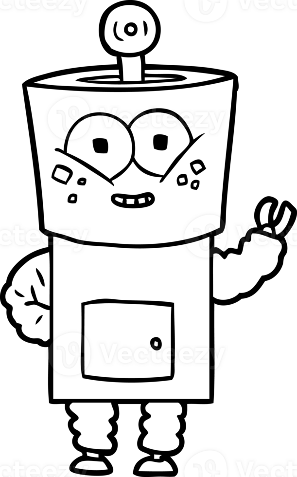 happy cartoon robot waving hello drawing png