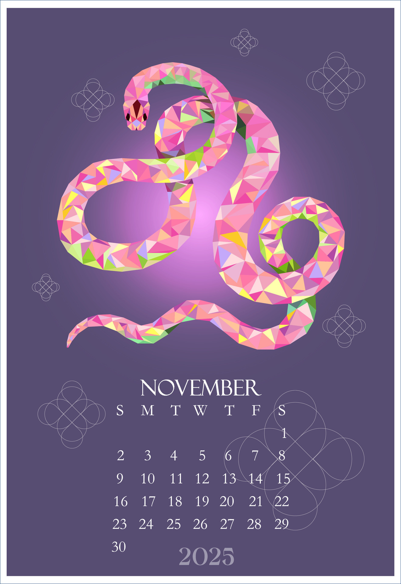November, Calendar 2025, week, , Asian, Banner, Mockup lettering with