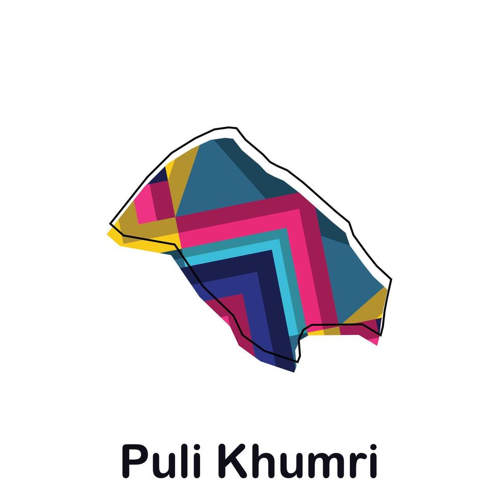 Afghanistan map with capital City of Puli Khumri, colorful geometric and abstract design template vector