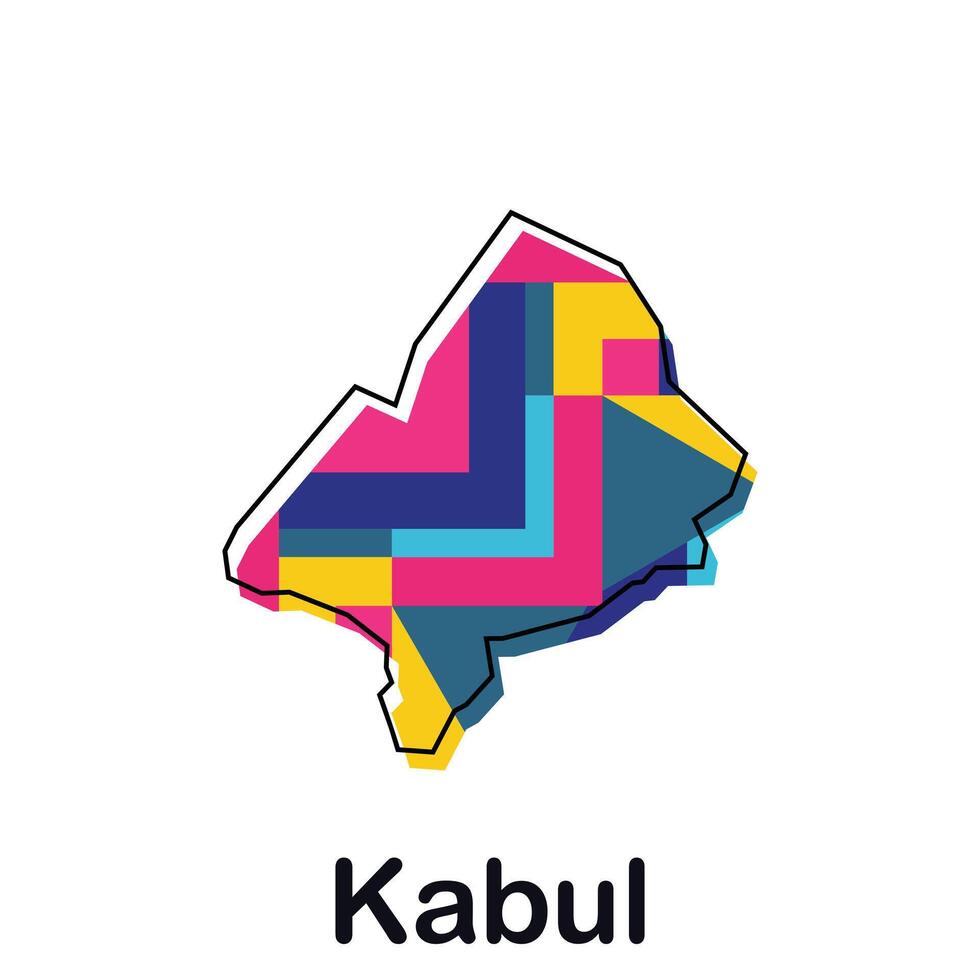 Afghanistan map with capital City of Kabul, colorful geometric and abstract design template vector
