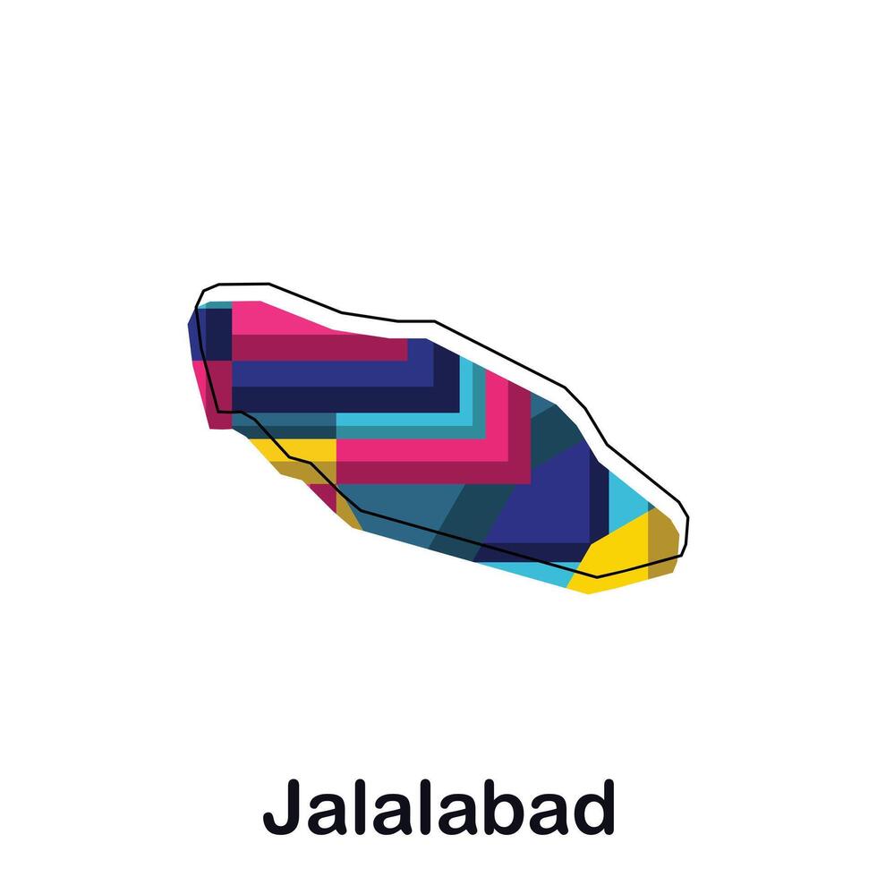 Afghanistan map with capital City of Jalalabad, colorful geometric and abstract design template vector