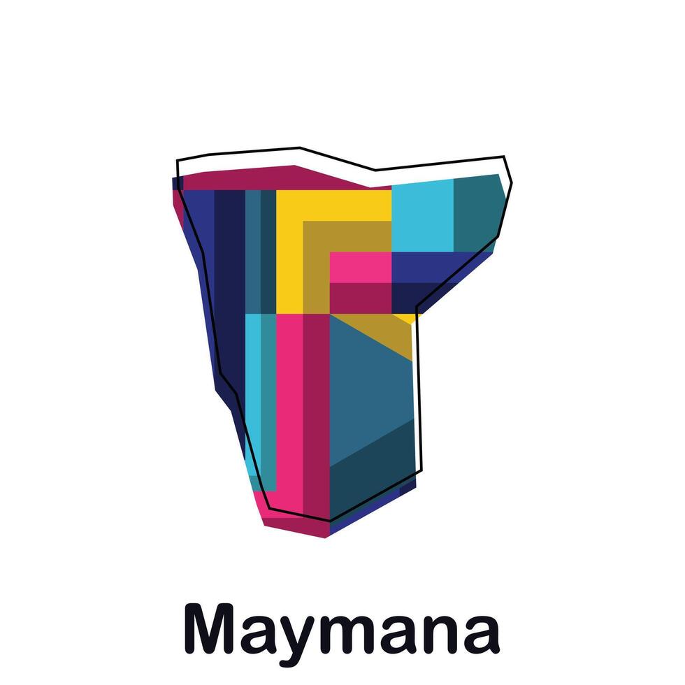 Afghanistan map with capital City of Maymana, colorful geometric and abstract design template vector
