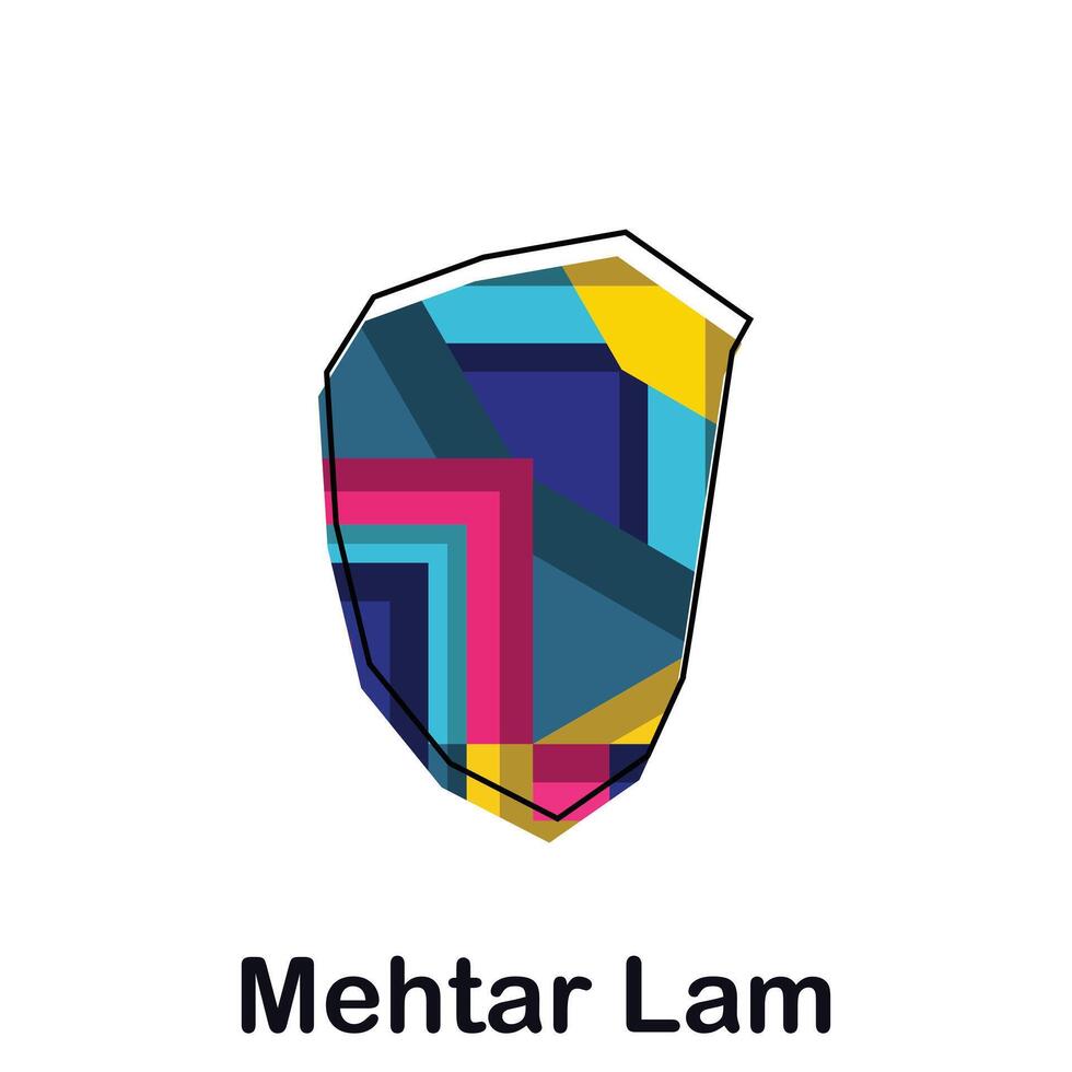 Afghanistan map with capital City of Mehtar Lam, colorful geometric and abstract design template vector