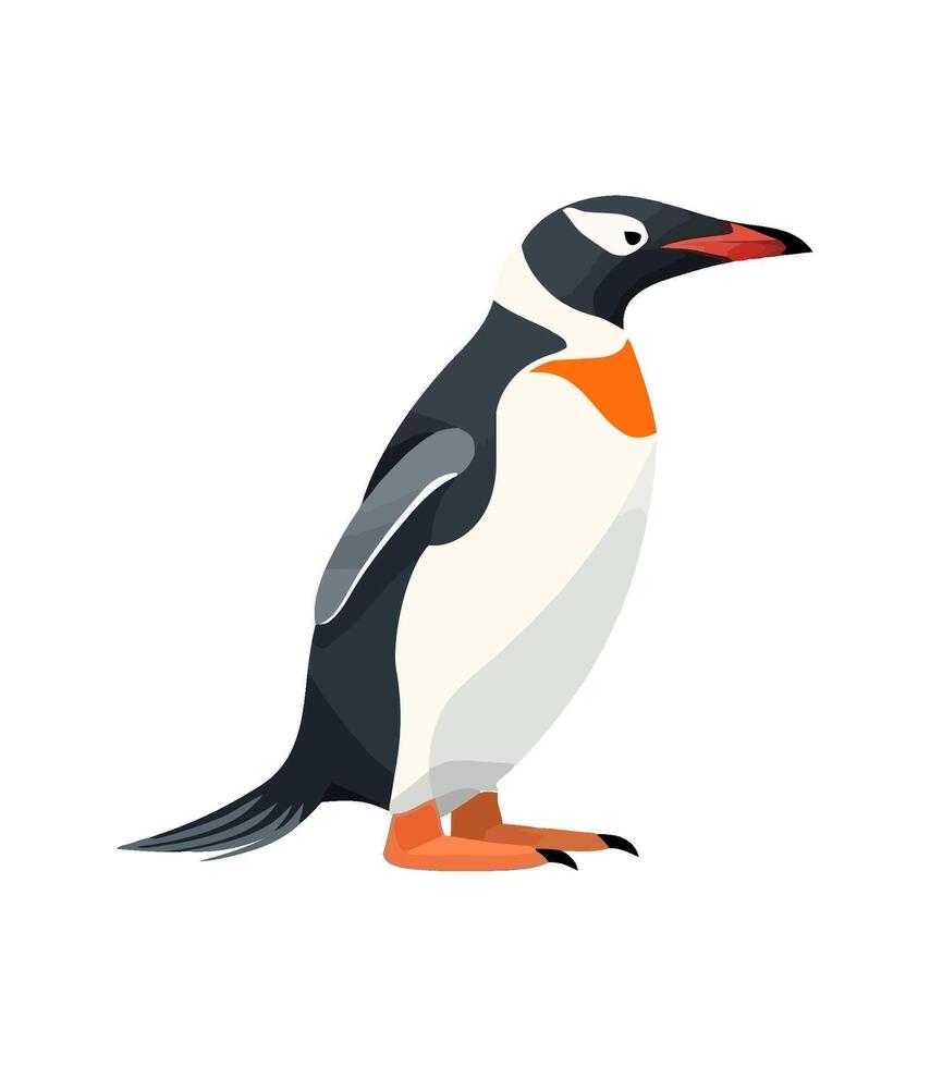 Cute penguin waddles on ice in winter icon isolated vector