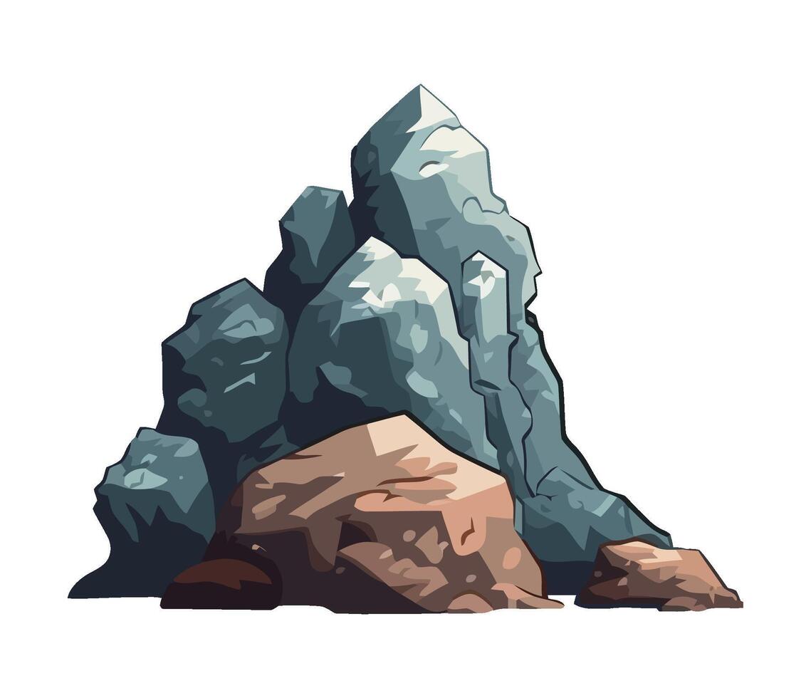 Mountain, solid granite, heavy stone material icon isolated vector
