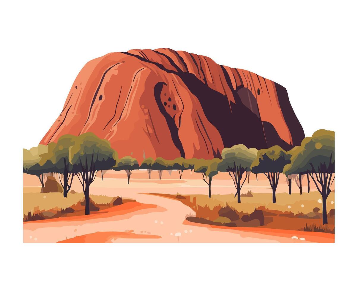 landscape desert, mountain and tree icon isolated vector
