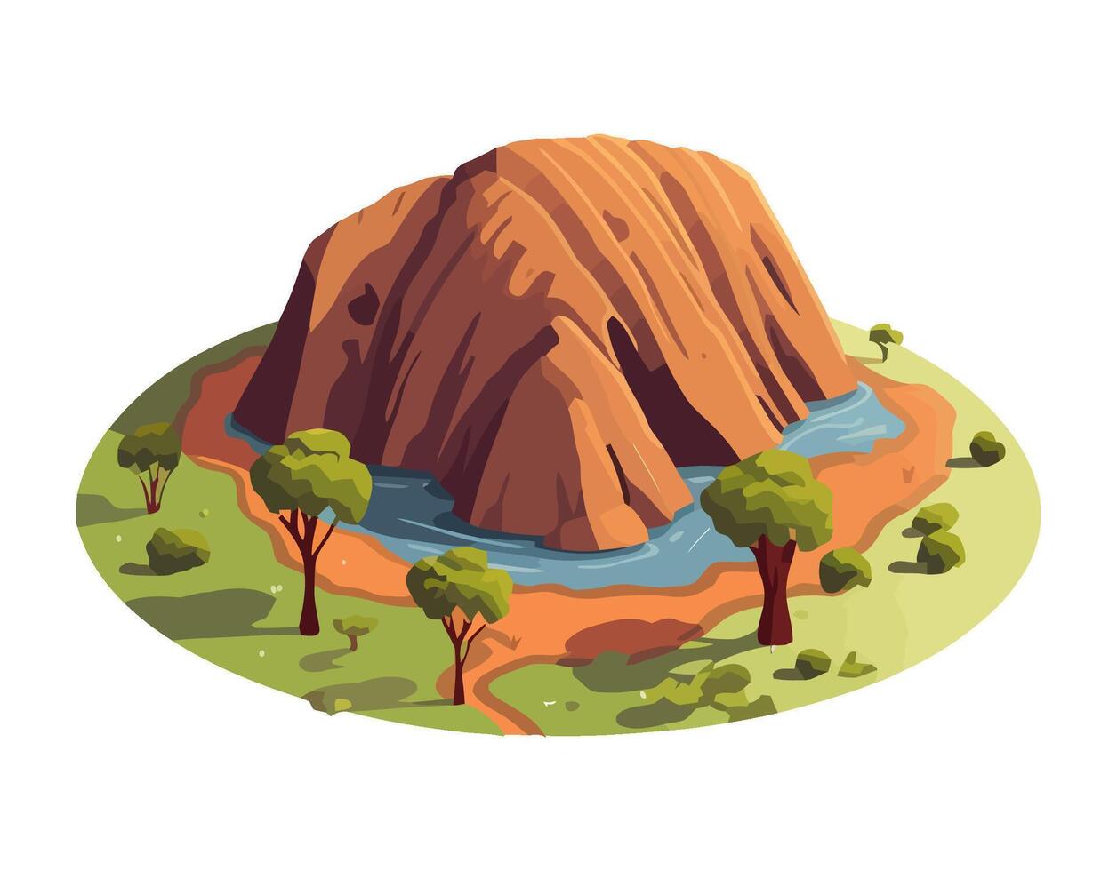 Rocky Mountain river and forest trees icon isolated vector