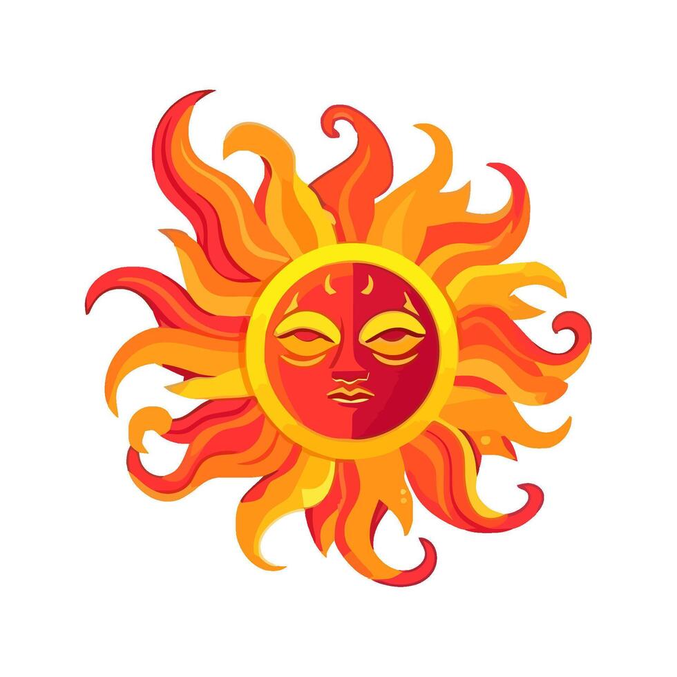 Burning sun symbolizes the natural phenomenon icon isolated vector