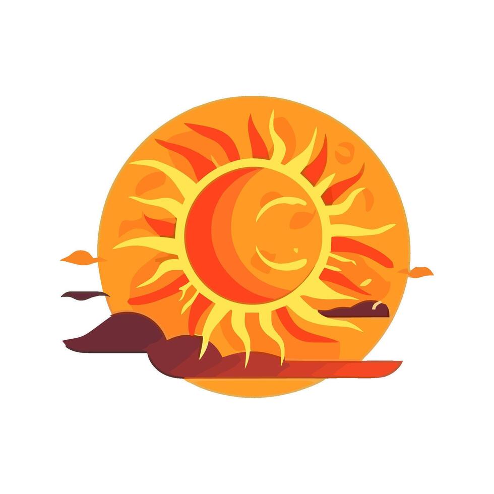 Bright Sun on sandy beach background icon isolated vector