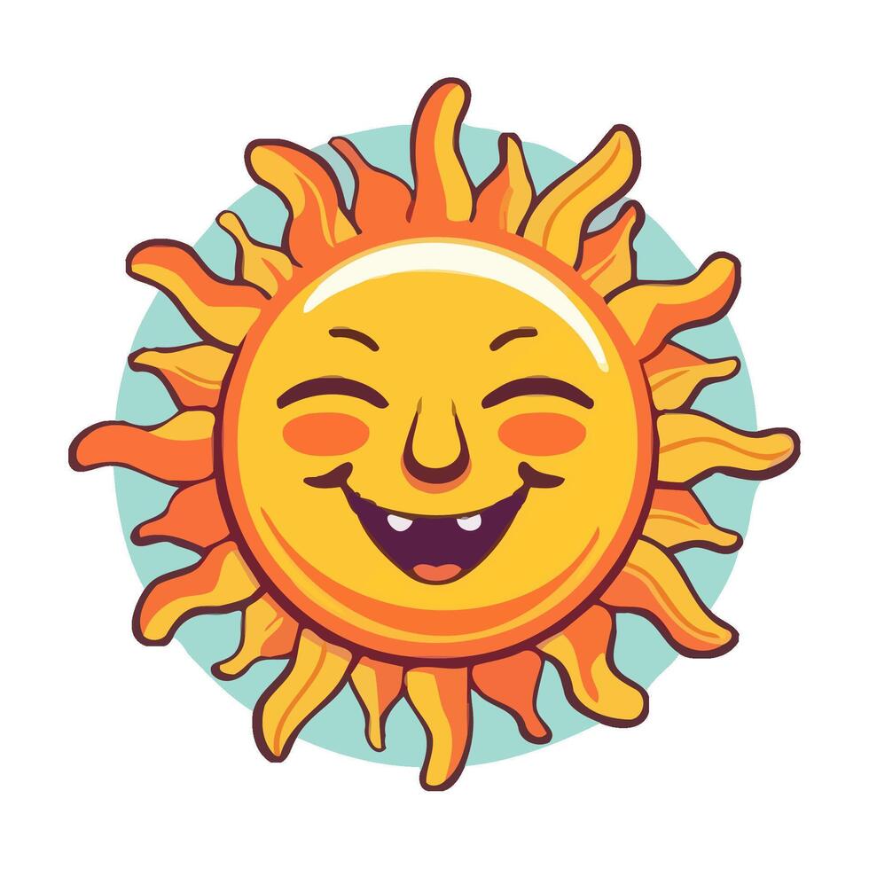 Smiling sun mascot brings fun joy icon isolated vector