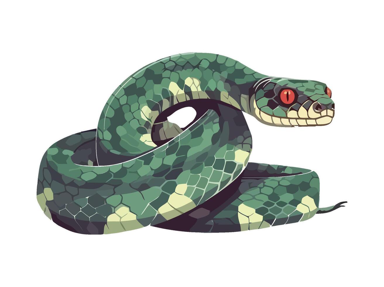 Spooky snake crawling, dangerous animal in nature icon isolated vector