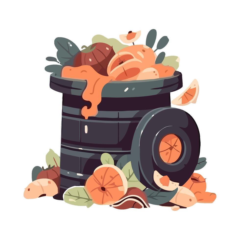 organic waste, food in a bucket icon isolated vector