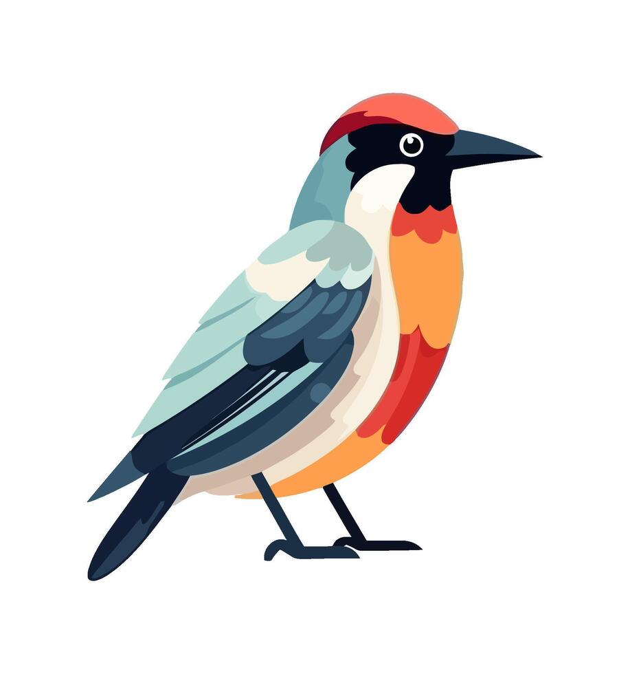 cute small bird colored feathers icon isolated vector