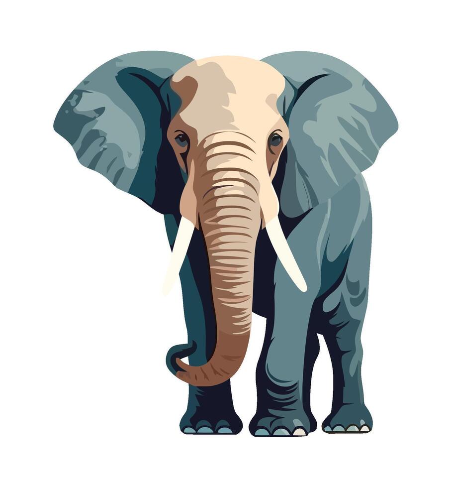 Walking elephant, endangered species, cute mascot icon isolated vector