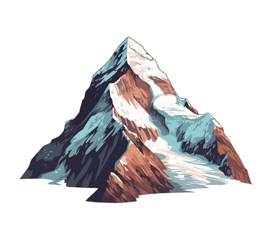 Mountain peak, snow and ice adventure icon isolated vector