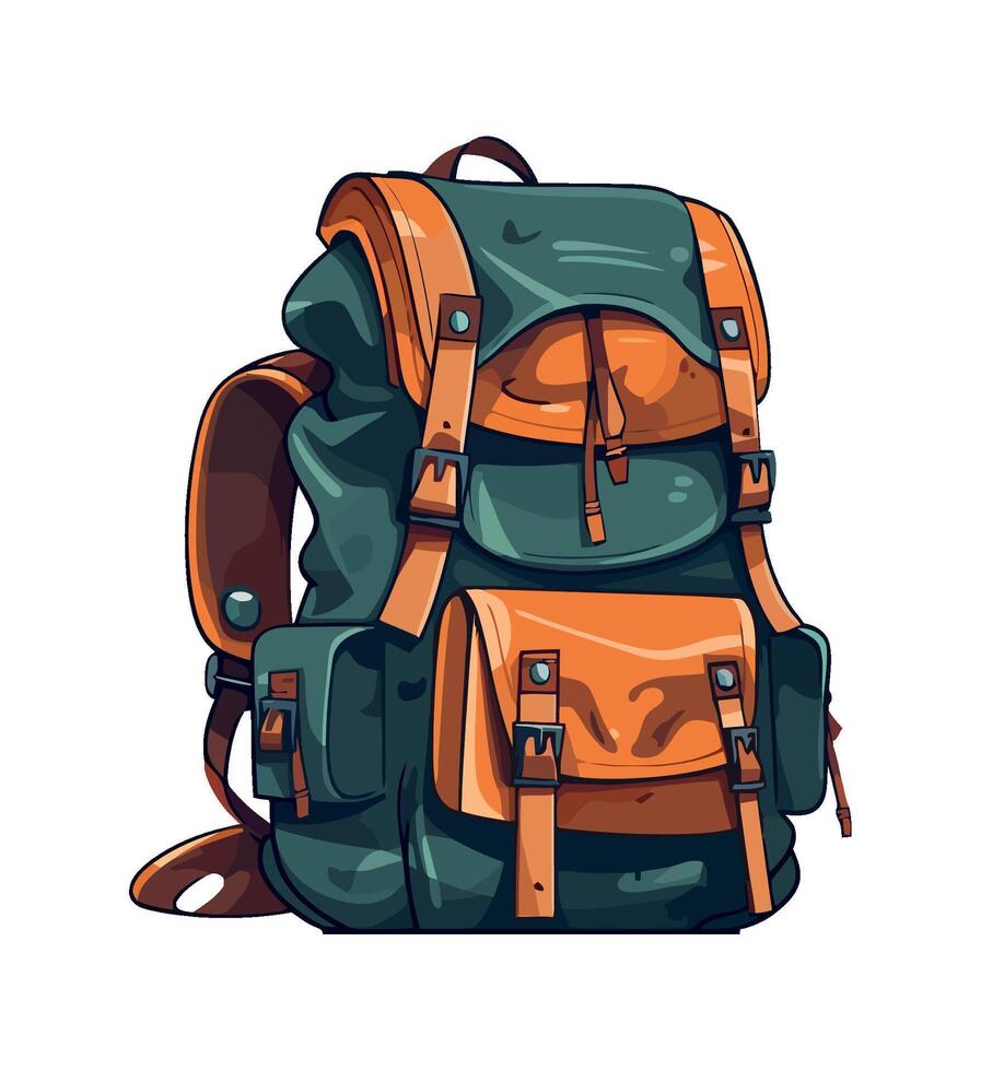Backpack hiking with camping equipment icon isolated vector