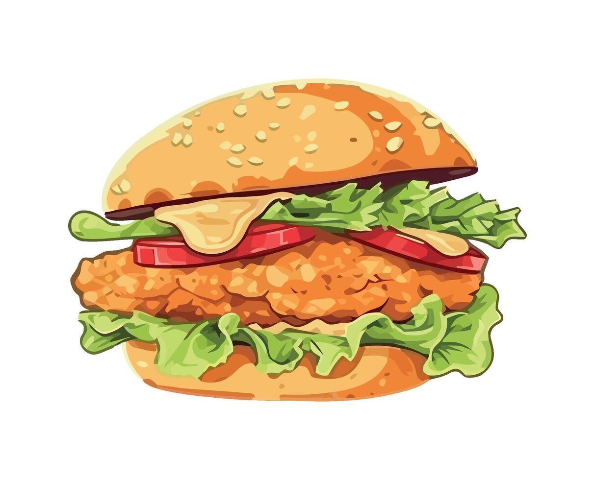 Hand drawn burger food icon isolated vector