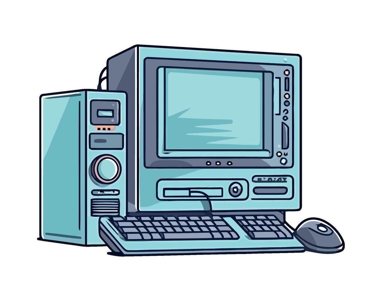 Modern electronics computer and CPU data icon isolated vector