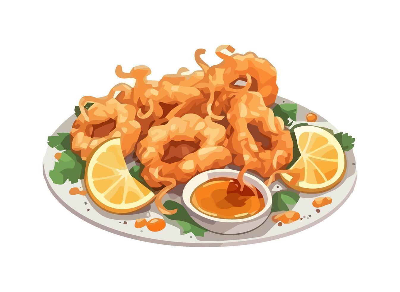 Grilled seafood plate with prawns and octopus icon isolated vector