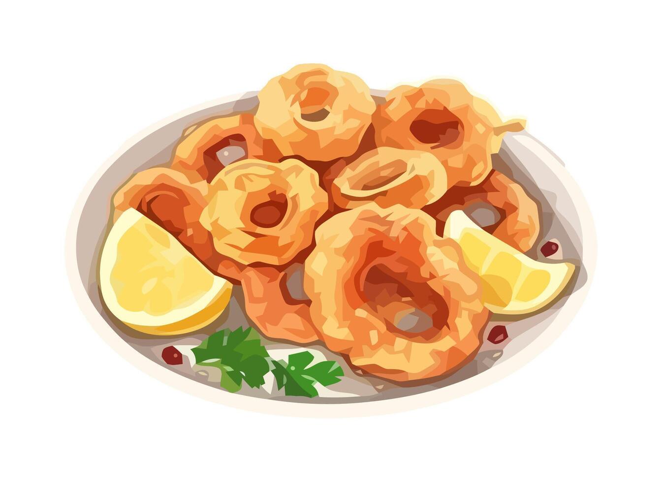 Fresh seafood meal with fried prawn appetizer icon isolated vector