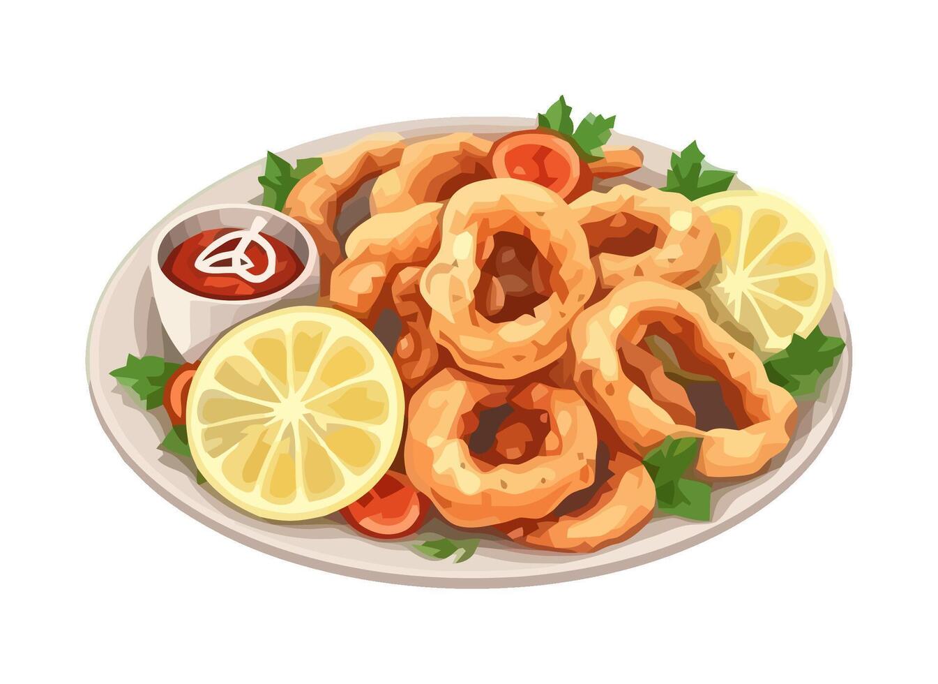 Fresh seafood meal with lemon and parsley icon isolated vector