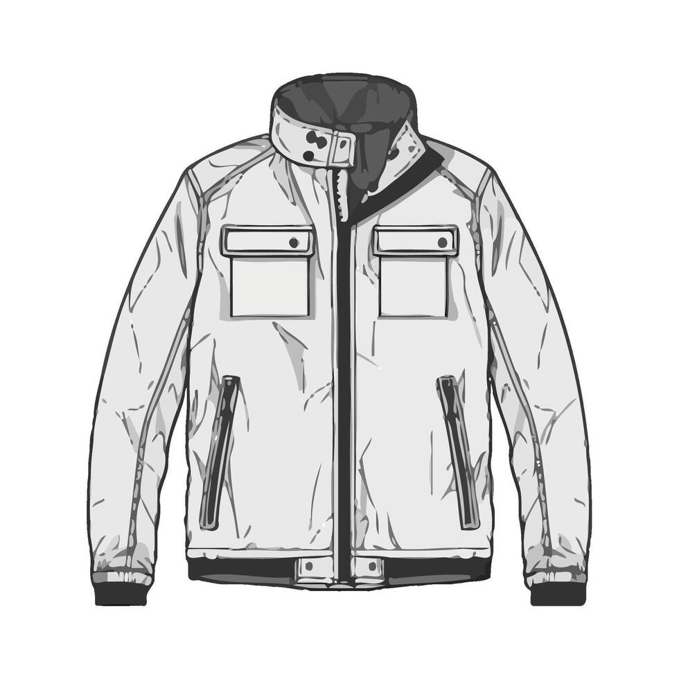 Fashionable men winter coat with pockets icon isolated vector