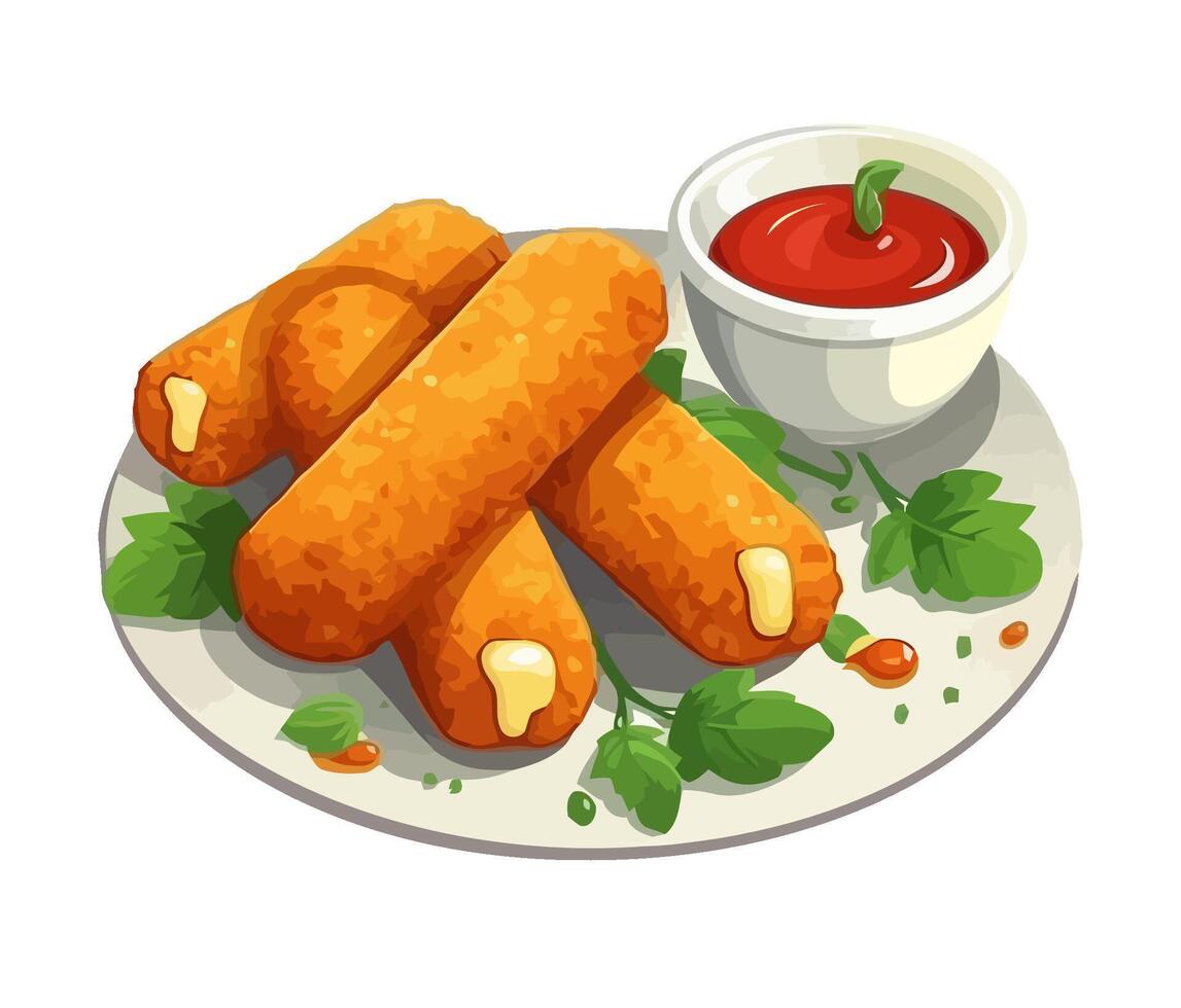 Fresh gourmet cheese sticks snack icon isolated vector