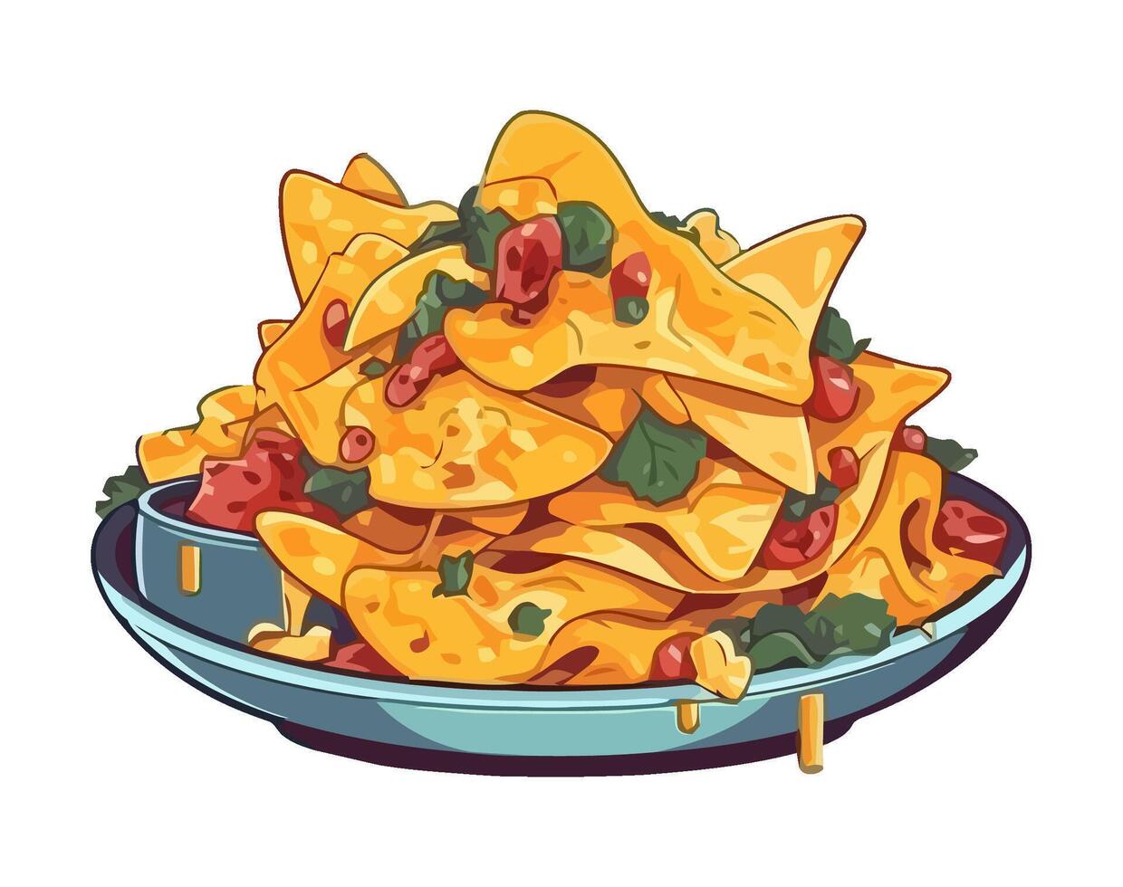 Stack of nachos with sauce and cheese icon isolated vector