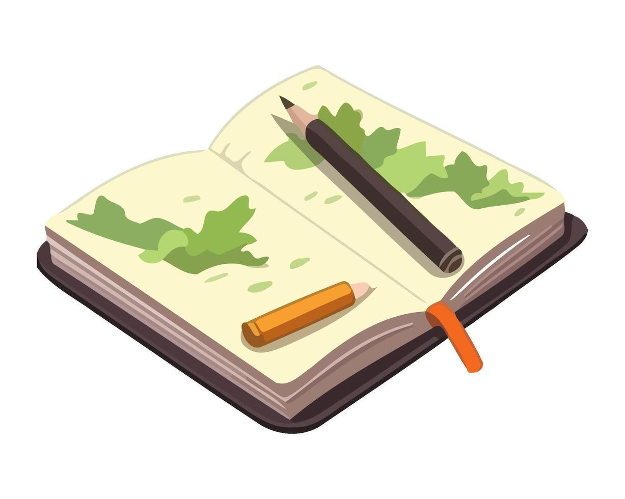 A pencil sketch of a green leaf icon isolated vector