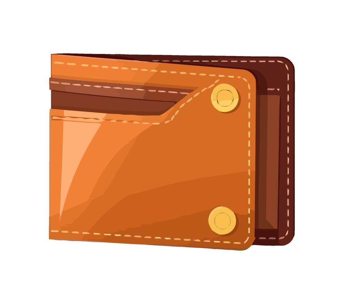 Fashionable leather wallet, personal wealth icon isolated vector