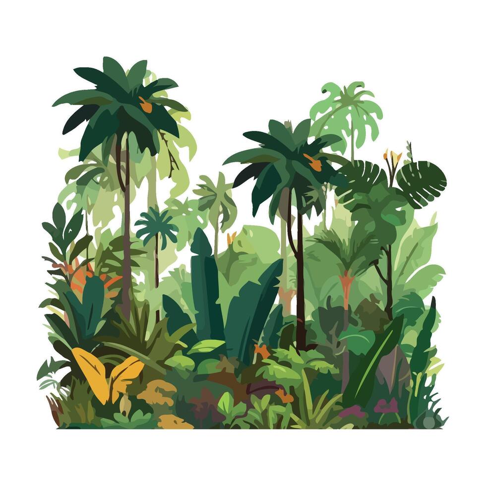 tropical rainforest paradise landscape, isolated vector