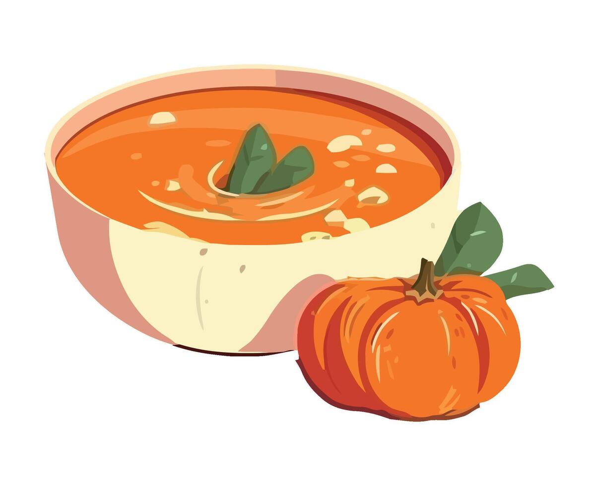 A vegetarian pumpkin soup, fresh and healthy icon isolated vector